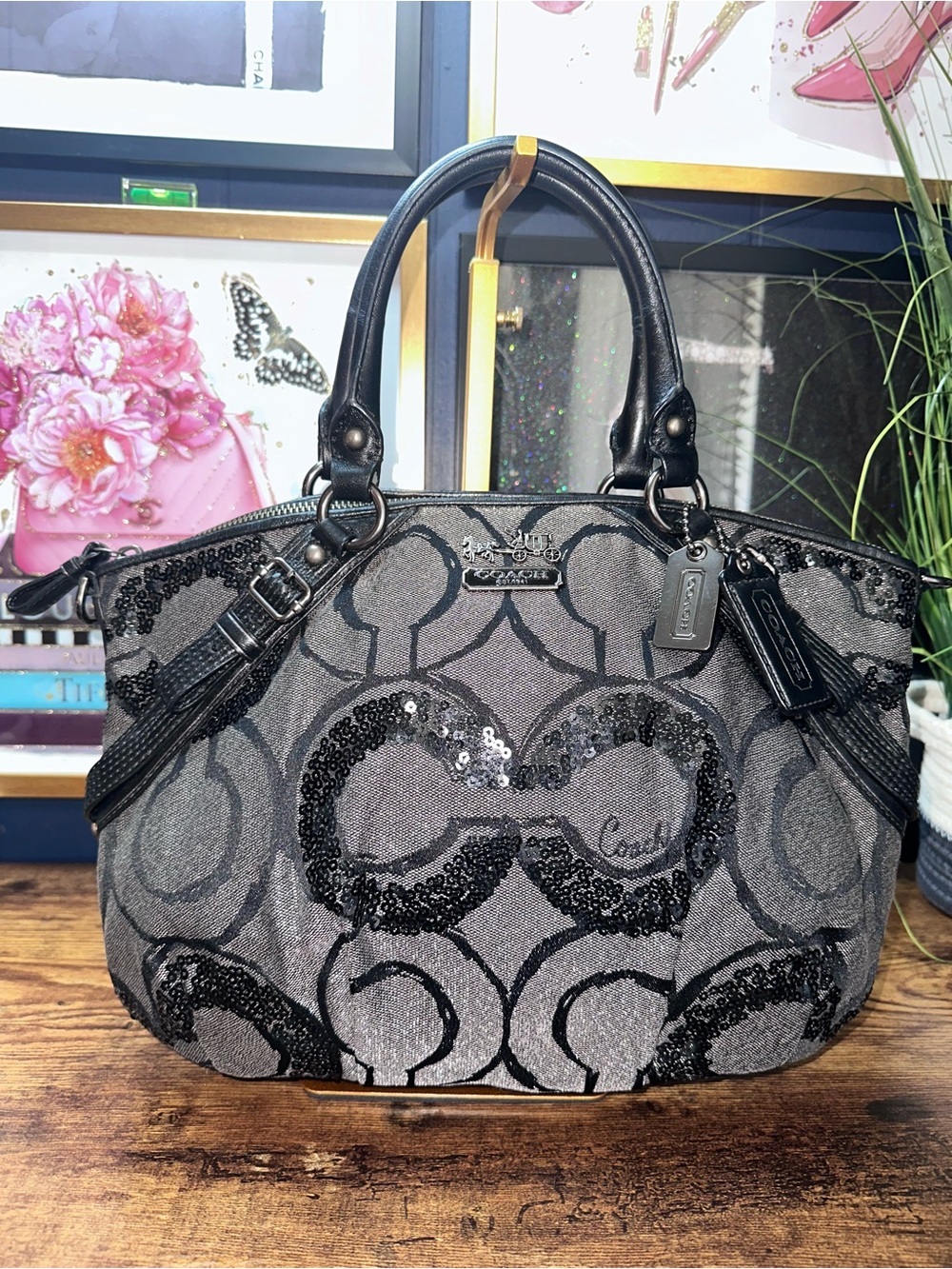 2011 Coach Madison Sequin Op Art Sophia Satchel